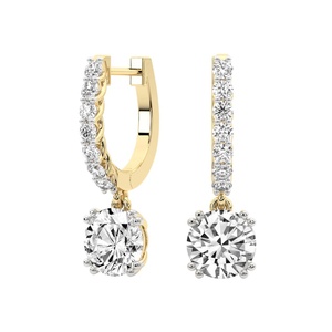 Clásicos y Elegantes Pendientes Colgantes de Oro Sólido de 14k/18k con Diamantes de Laboratorio de Moda con Engaste de Puntas Divididas, Calidad VS1, Joyería para Mujer - Product Image 3