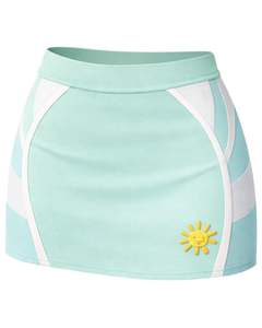 ชุดเซ็ตเสื้อครอปท็อปสีเขียวมิ้นท์และกระโปรงมินิสั้นสำหรับผู้หญิง ออกแบบโดยผู้ผลิต คอวี แขนกุด เอวสูง ทรงเข้ารูป ชุดสองชิ้นสำหรับฤดูร้อน - Product Image 3