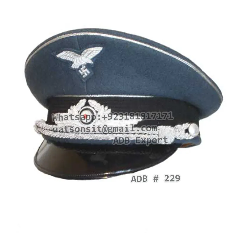 WW2 WWII officier allemand de la Luftwaffe casquettes visière brodées chapeaux Airforce