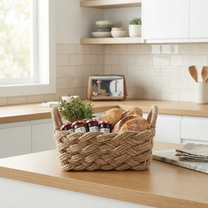 Handwoven Rattan Storage Basket Kitchen Organizer Natural Straw <b>Bin</b> Rustic <b>Desktop</b> Container Balinese Craft Home Cooking Tool - Product Image 3