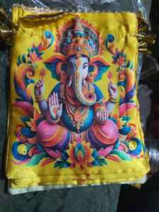 Beautiful Ganpati Design Cotton <b>Potli</b> <b>Bags</b> for Diwali Festival Gifting Favourites Customizable Durable Indian Wholesale Supplier - Product Image 2