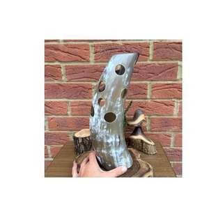 Ensemble de vases à fleurs en corne de buffle antique, finition naturelle, décoration d'intérieur pour mariages et décorations de table, deux tailles disponibles - Product Image 1