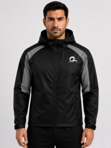 Chaqueta Bomber Negra con Capucha para Invierno, 100% Poliéster/Nailon, Delgada, Transpirable, Impermeable, Cortavientos, con Cierre Completo, Ropa Deportiva Exterior para Hombre - Product Image 1