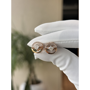 Pendientes Circulares Minimalistas con Diamantes Cultivados en Laboratorio, Corte Princesa, 0.70 Ct, Joyería Fina Geométrica para Mujer, Hipoalergénicos, Chapados en Oro - Product Image 5