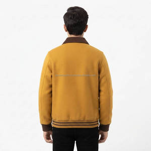 แจ็คเก็ตวาร์ซิตี้ผู้ชาย ขายส่ง แจ็คเก็ตเบสบอลแบบ Letterman สำหรับผู้ชาย แจ็คเก็ตบอมเบอร์ แขนหนัง ปักโลโก้ รับผลิตแบบ OEM ODM - Product Image 2