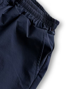 Men's Navy Blue Solid Color Quick Dry Elastic Waist Lace Front Logo Bermuda Shorts Casual Mid Waist Polyester Fabric - Product Image 5