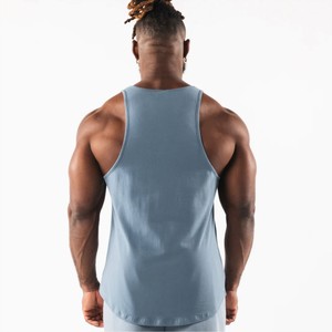 Camisetas sin mangas baratas con logo personalizado, ajustadas, lisas, para hombre, para entrenamiento, 100% algodón. - Product Image 3