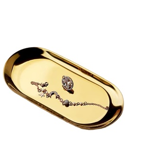 Plateaux PVD plaqués à bords incurvés, très demandés, pour le thé, les desserts, la salle à manger et les tables festives – les derniers plateaux de service. - Product Image 1