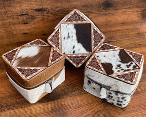 Popular Hand <b>Tooled</b> <b>Leather</b> Jewelry Box Storage Organizer Cowhide Big Size Women Travel Jewelry Case for Rings Earrings Necklace - Product Image 4