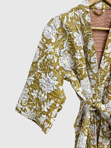 Veste en velours pour femme grande taille à col châle et manches trois-quarts, motif géométrique brodé à la main, manteau long pour l'automne - Product Image 4
