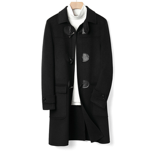 Wholesale Hot Sale Plus Size <b>Men's</b> Casual Fashion Camel <b>Wool</b> <b>Overcoat</b> <b>Long</b> Duffle Coat With Notched Lapel And Horn Toggle Button - Product Image 6