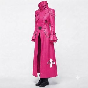 Manteau gothique en cuir véritable pour femme, col montant, manches longues, qualité supérieure, anti-rides, par RIVIAN ATLANTIC - Product Image 6