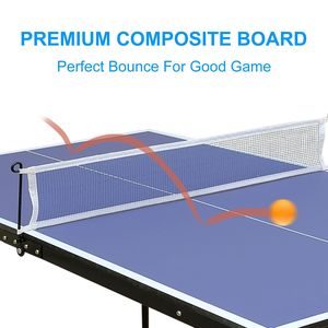 Mesa de Ping Pong Portátil y Plegable con Red y 2 Paletas para Juegos en Interiores y Exteriores - Product Image 4