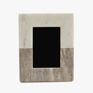 Premium White and Beige Marble Picture <b>Frame</b> with Modern Color Block <b>Design</b>, Elegant Handmade Photo <b>Frame</b> - Product Image 2