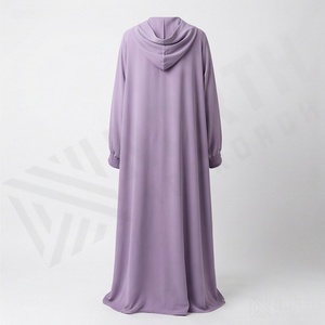 Chiffon Arabic Abaya with <b>Matching</b> Hoodie Stylish and Lightweight Perfect for Layering or Evening Wear Fashion Design - Product Image 2