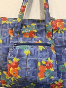 Floral Pattern <b>Shopping</b> <b>Bag</b> Large Size Textile Material <b>Zipper</b> Closure Shoulder Handle Daily Use - Product Image 4