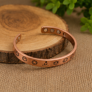 Luxury Chakra Energy <b>Engraved</b> Magnetic Pure Copper <b>Bangle</b> Wristlet Bracelet Exquisite Metal Jewelry Promotional Novelty Gift - Product Image 1