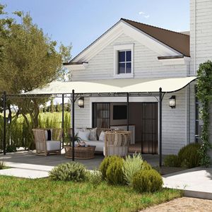Pergola da Esterno 3x6m Bianco Crema con Tettoia in Metallo e Fori di Drenaggio per Villa, Cortile, Parco, Giardino - Product Image 2