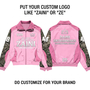 Premium Canvas Men's <b>Waterproof</b> Breathable Winter Windbreaker <b>Jacket</b> <b>Pink</b> Solid Sleeve Panels Custom Logo Embroidery DTF Print - Product Image 1