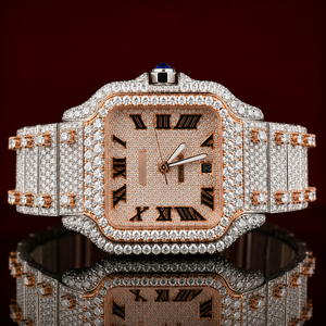 Reloj de Lujo con Incrustaciones de Moissanita Estilo Hip Hop para Hombre |   Reloj de Pulsera Mecánico Automático con Números Romanos y Diamantes - Product Image 1