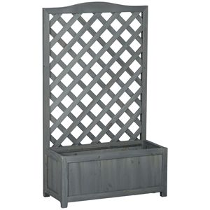 Jardinière en bois gris de 46 pouces avec treillis, potager surélevé pour cultiver légumes, herbes et fleurs dans la cour ou sur la terrasse - Product Image 1