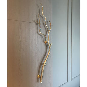 Poignée de porte en aluminium, design artistique en forme de corne de cerf et de branche d'arbre, finition laiton satiné corail, poignée d'entrée haut de gamme - Product Image 1
