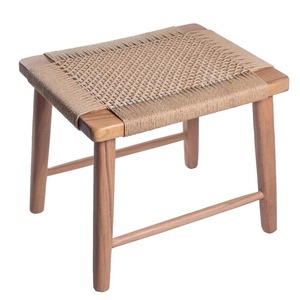 Handwoven Cane <b>Stool</b> Set Natural Bamboo Wicker Ottoman Traditional Charpai Design Rustic Wooden Base Multipurpose Eco-Friendly - Product Image 2