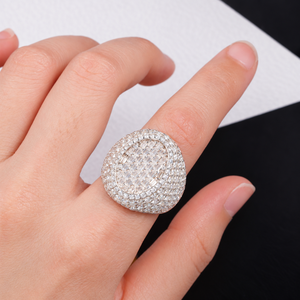 Bague pour homme en argent 925 avec moissanite taille baguette et ovale, entièrement pavée, large, de luxe, de créateur - Product Image 1