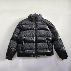 Blouson matelassé à capuche pour homme, couleur personnalisée, motif uni, coupe-vent, fermeture éclair, décontracté, hiver, séchage rapide, toile - Product Image 1