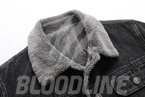 Women's <b>Denim</b> Blouson Jacket Full Sleeve Single Button Button Collar Cotton Lined Washed Solid Black Winter <b>Coat</b> Quick Dry - Product Image 4