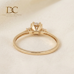 Anillo de Compromiso con Diamante Cultivado en Laboratorio, Certificado IGI, Banda de Eternidad, Oro Amarillo Sólido de 14 Quilates, Corte Redondo Brillante, Estilo Vintage - Product Image 2