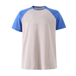 T-shirt Raglan Bicolore Personnalisé ODM OEM 100% Coton Tricoté Col Rond Manches Courtes Homme Décontracté Impression Logo Personnalisé Vente en Gros - Product Image 1