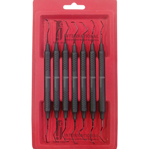 Curettes parodontales Gracey de qualité supérieure 13/14, instruments de détartrage dentaire à double extrémité, ensemble manuel de 7 pièces en acier inoxydable noir. - Product Image 1