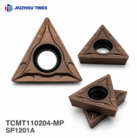 Plaquette de tournage interne en carbure de tungstène revêtue PVD JiuzhouTimes TCMT110204-MP SP1201A pour acier inoxydable, pour tour CNC