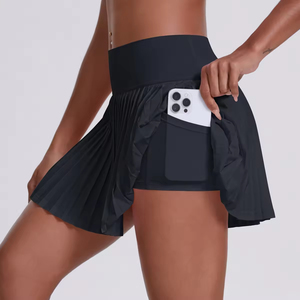 Wholesale Automated Cut Spandex Polyester yoga Skirts with Pocket Pleated Sports <b>Skort</b> <b>for</b> <b>Women</b> Gym Running Yoga Pink High - Product Image 3