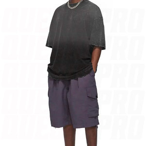 T-shirt Homme Vintage Brodé Effet Vieilli Délavé à l'Acide Streetwear 100% Coton Logo Personnalisé Coupe Oversize Vente en Gros - Product Image 6