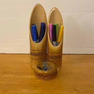 <b>Rustic</b> Wood Pencil Organizer for Study Table Wooden Writing Tools Caddy for Desktop Luxury Wooden <b>Office</b> <b>Desk</b> Companion Wooden C - Product Image 3