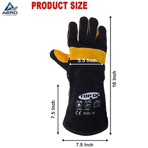 Guantes de Seguridad para Soldadura de Doble Color, Resistentes a la Abrasión, de Alta Resistencia, Personalizados, con Manga Larga Negra y Agarre Reforzado Amarillo - Product Image 2
