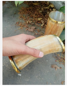 Buffalo Horn Drinking Cup Natural Shape Eco Friendly Handmade Horn Glass Style Gift for Holiday Decor - Product Image 2