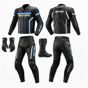 Ensemble de protection moto Elite Safety : Combinaison en cuir édition Malik Raza avec gants en fibre de carbone et chaussures de piste renforcées - Product Image 6