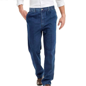 Jeans en denim coupe droite pour homme, bleu vintage, respirant, hiver-printemps, 100% coton, streetwear hip-hop - Product Image 3