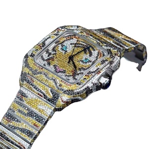 Hip Hop Iced Out VVS Noir Moissanite Diamant Montre En Acier Inoxydable Logo Personnalisé Montre Mécanique pour Hommes Noir Montre - Product Image 5