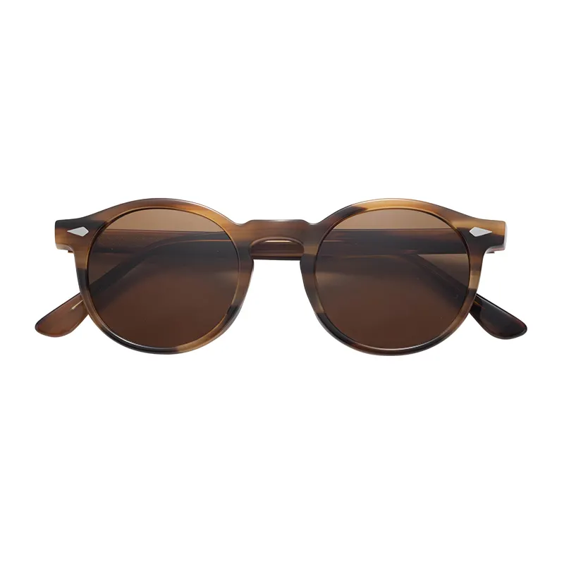 Benutzer definierte Logo Sonnenbrille Retro Luxus Marke Designer Acetat Rahmen Runde Shades Polarisierte Sonnenbrille
