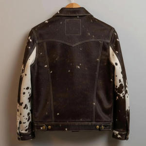Chaqueta de Cuero Vacuno Genuino, Estilo Occidental, Marrón y Blanco, Personalizada Profesionalmente, Estilo Clásico Moderno, Chaqueta de Calidad Premium - Product Image 3
