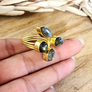 Fashionable Boho Floral Gemstone <b>Ring</b> Boho Brass <b>Ring</b> for Women 18k Gold Plated Leaf Design <b>Statement</b> <b>Ring</b> for Wholesale/OEM/ODM - Product Image 6