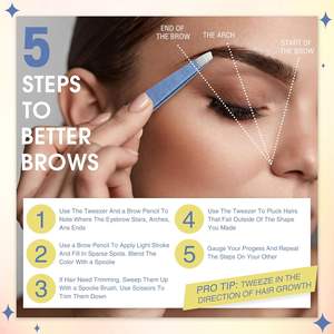 Ensemble de 9 pinces à épiler incurvées à pointe inclinée, écologiques, de luxe, pour les poils du visage, en acier inoxydable, pour hommes et femmes - Product Image 4