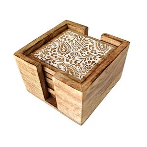 Sous-verre en bois d'acacia de qualité supérieure, vaisselle en bois pour servir le thé, le café et les boissons, protège les surfaces de table - Product Image 1