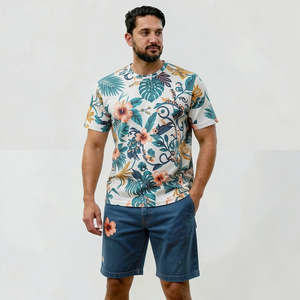 Men's Geometric Sublimation Printed T-Shirt And Shorts <b>Set</b> Quick Dry <b>Knitted</b> Polyester Summer Outfit - Product Image 2
