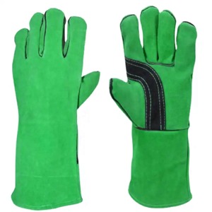Leather Welding <b>Gloves</b> Full Thumb Cotton Liner TIG Application Molten Metal Splash Test B Black Reinforcement Panel Customizable - Product Image 2