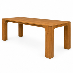 Table à manger rectangulaire en teck massif, style scandinave moderne, imperméable, avec pieds sculptés concaves, pour hôtel, villa, école - Product Image 2